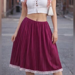 Old Navy Velvet Stretch Pleated Skirt with Lace Trim XXS Whimsical Y2K